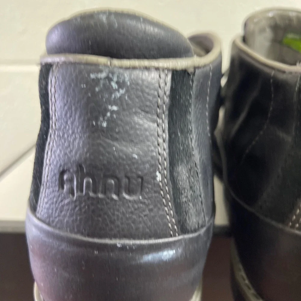 Ahnu AF2446BLK Chukka Ankle Boots Black Leather Lace Up Men's Size 13 US